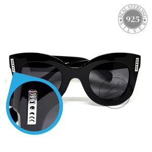 Moon Phases Oversized Sunglasses 925 Silver Accents OOAK 2-4 Day Delivery